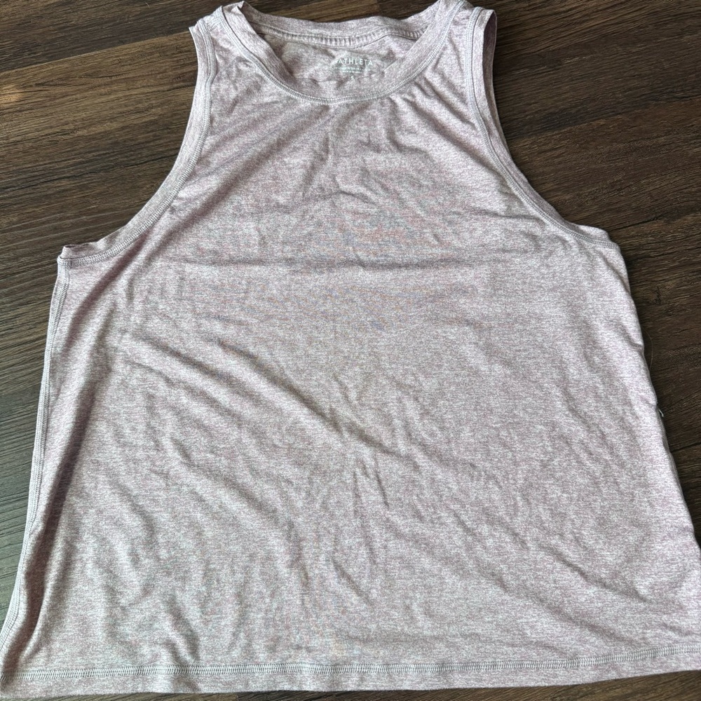 Athleta Heathered Rose Mauve Crew Neck Tank Size Small Athleisure